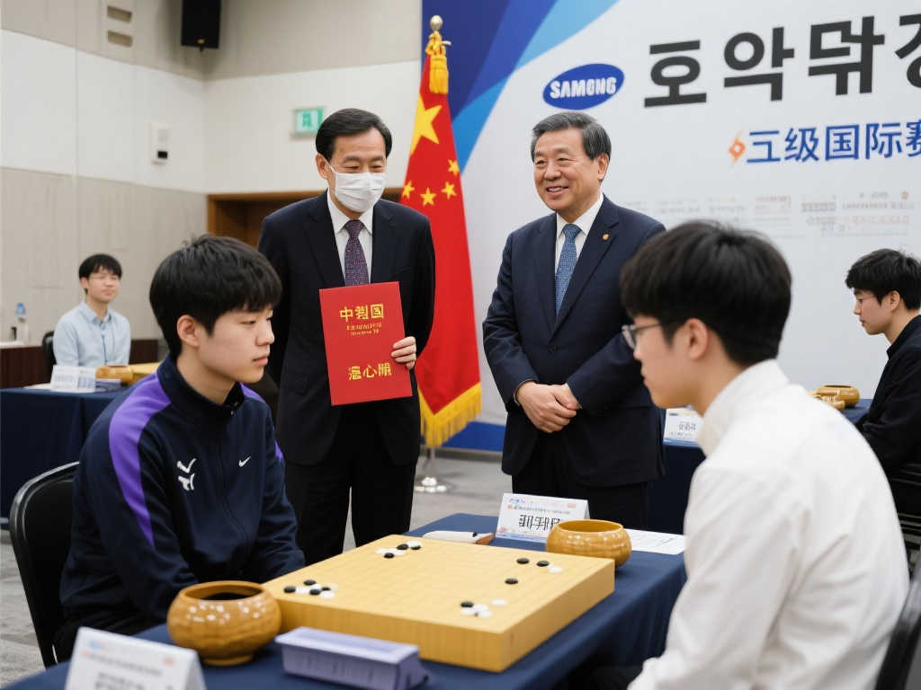 中国驻韩大使馆慰问棋手，韩国棋院总裁现场观战三星杯
